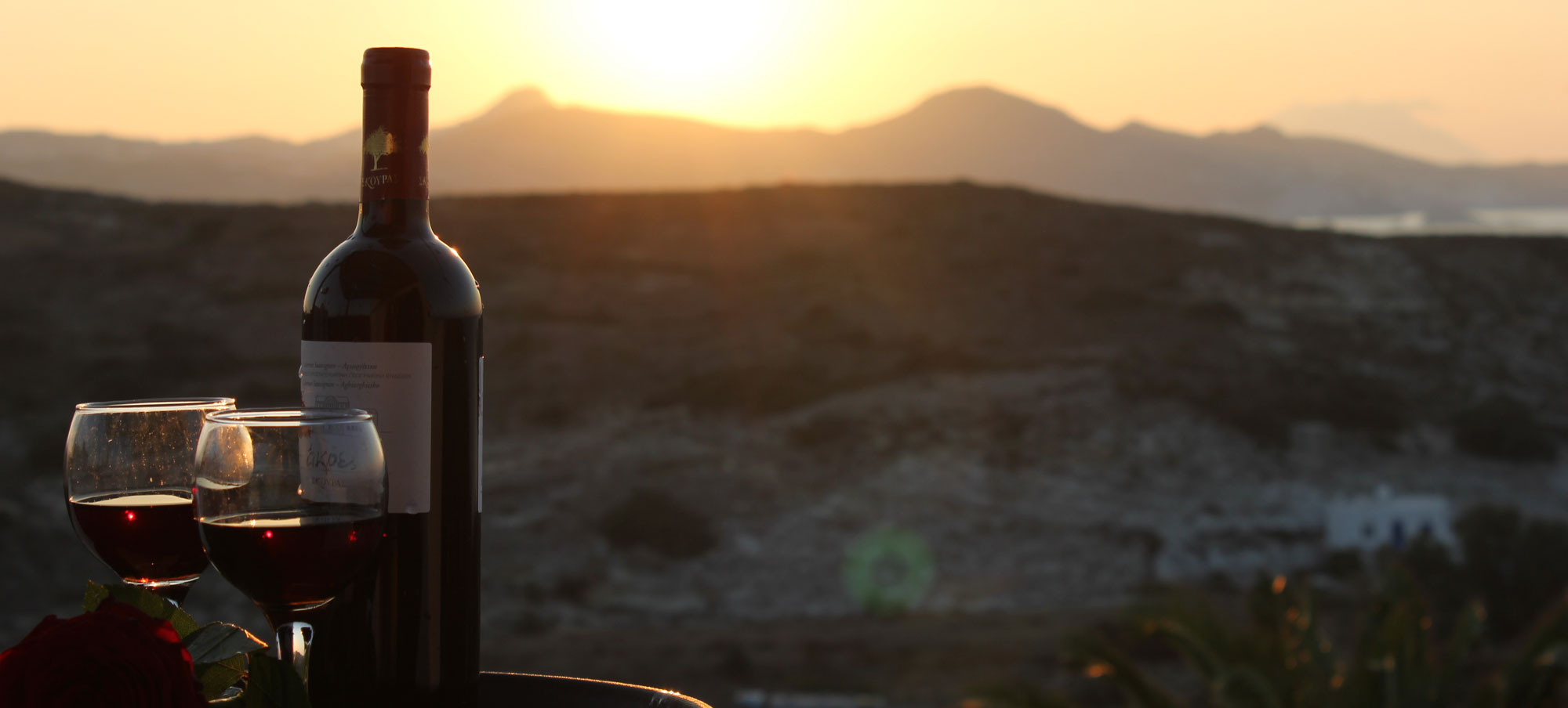 Beautiful sunset in Milos Greece